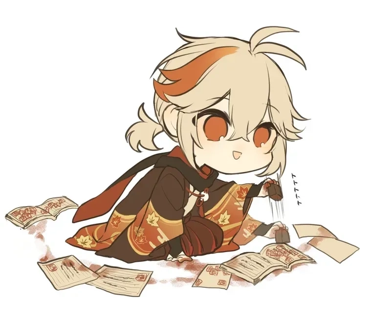 Hình ảnh Genshin kazuha chibi cực ngầu và đáng yêu cùng lúc