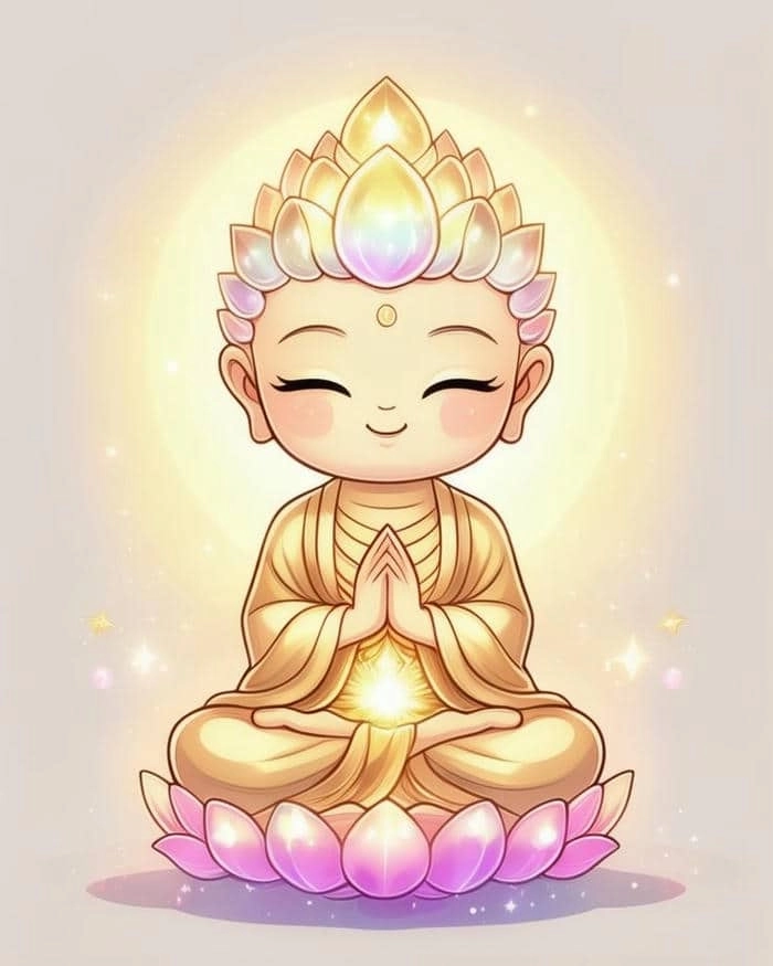 Từng ảnh chibi niệm phật nhẹ nhàng gợi cảm giác bình an