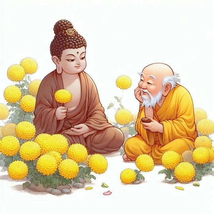 Hình ảnh phật tử chibi nhỏ nhắn thể hiện lòng tôn kính