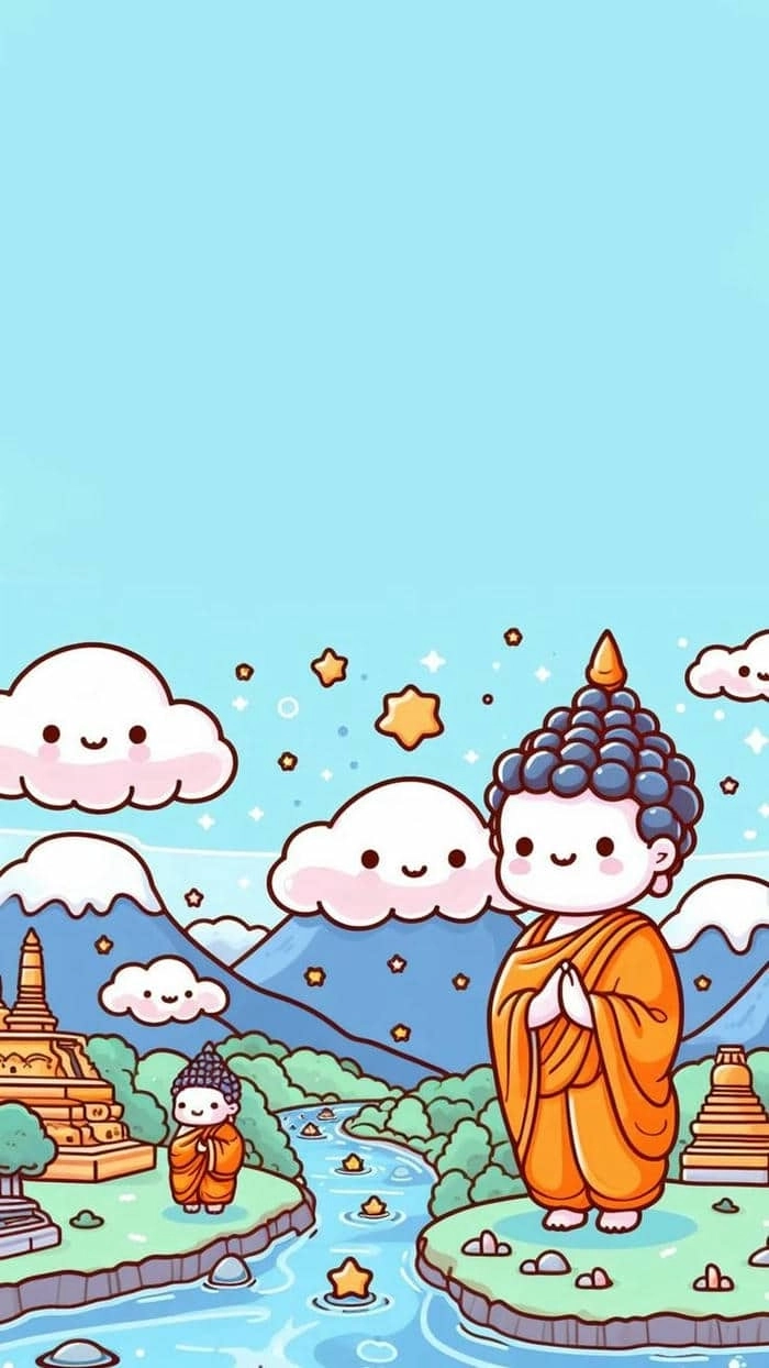 Hình ảnh phật giáo chibi đáng yêu truyền tải thông điệp sâu sắc