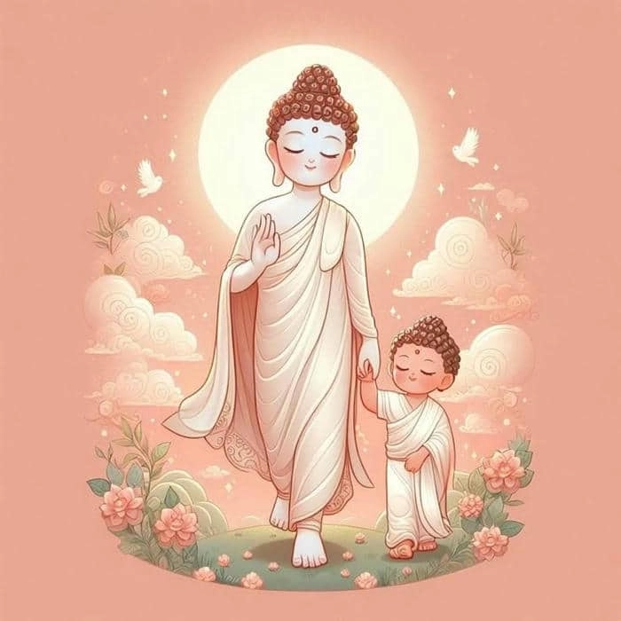Hơi thở thiền định hiện lên qua tranh phật chibi