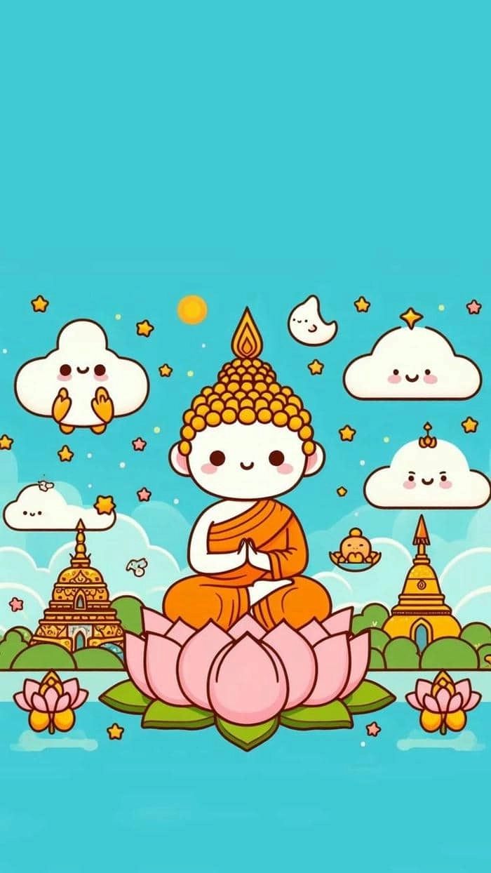 Thanh tịnh tâm hồn cùng hình nền phật chibi độc đáo