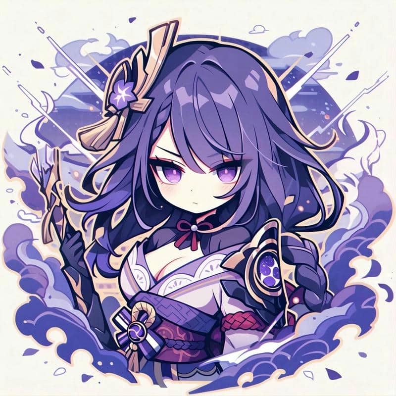 Tải ngay raiden shogun chibi sticker cực dễ thương