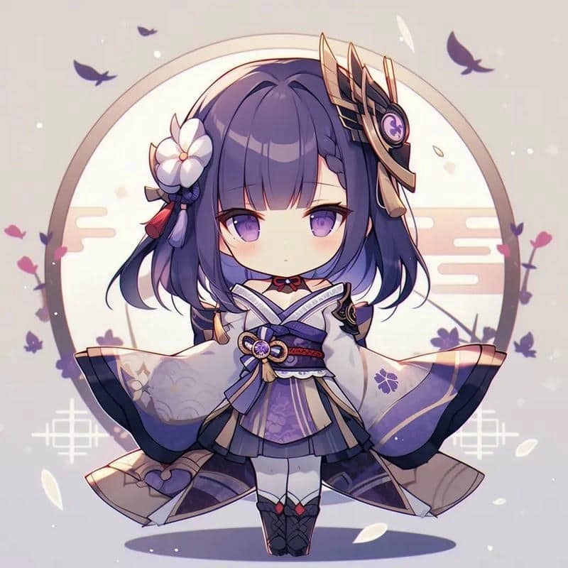 Hình nền genshin impact chibi raiden shogun cực hot