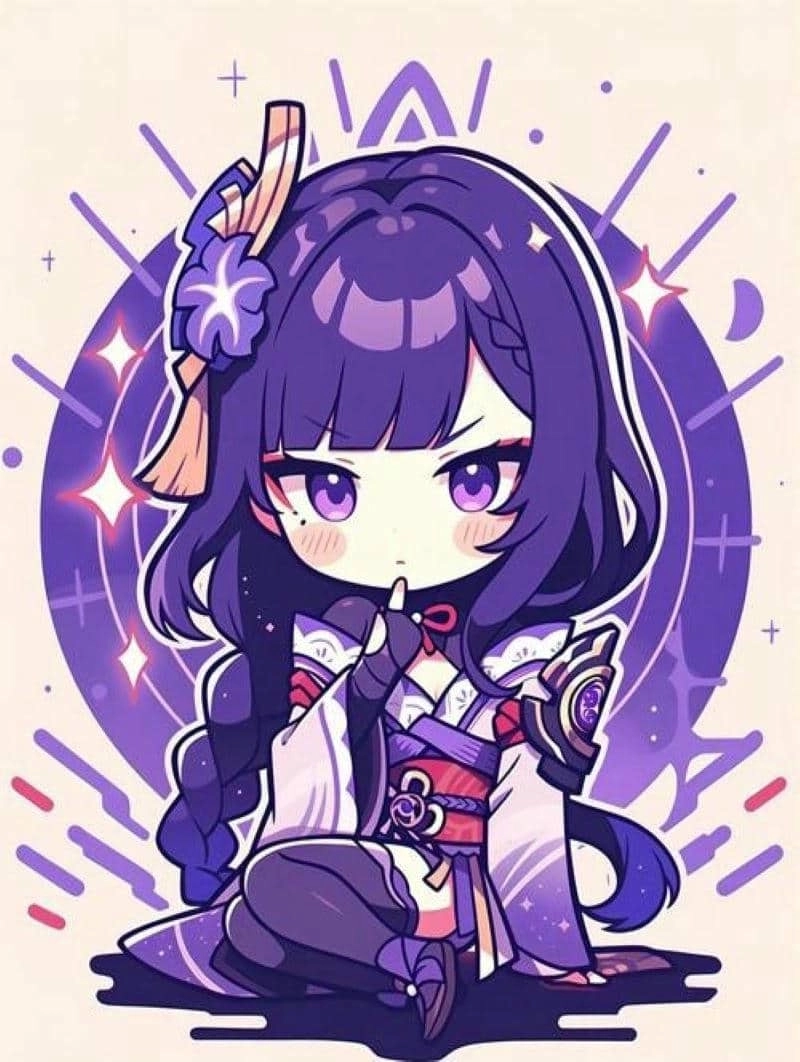 Tải ngay Raiden shogun chibi png chất lượng cao siêu nét