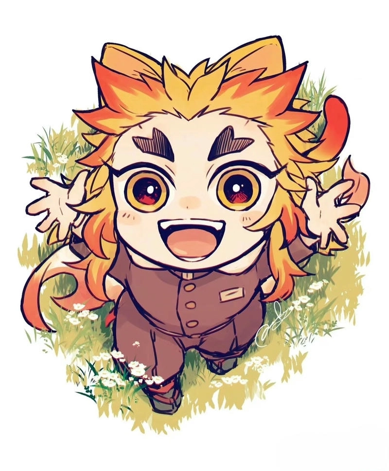 Ngắm nhìn hình Rengoku chibi kawaii siêu dễ thương phong cách Nhật