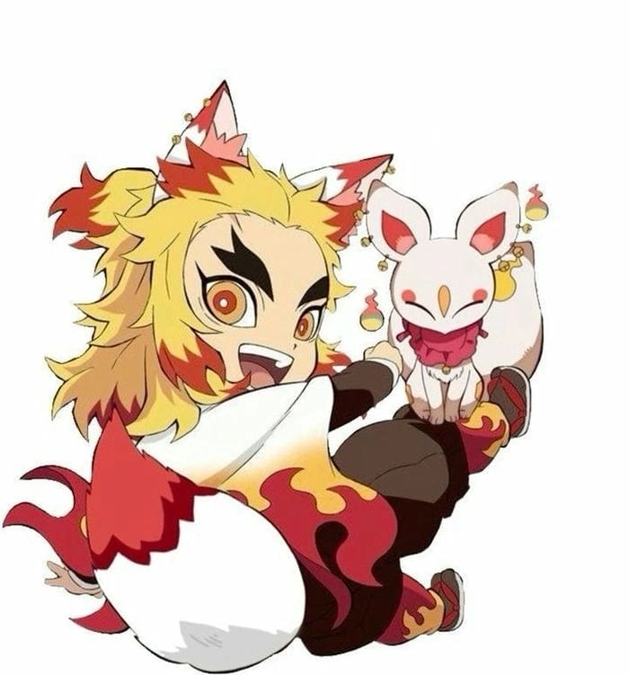Tải ngay ảnh Rengoku chibi head với kiểu tóc cực kỳ ấn tượng