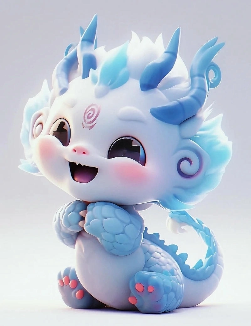 Hình ảnh con rồng chibi với nét vẽ mềm mại đầy sáng tạo