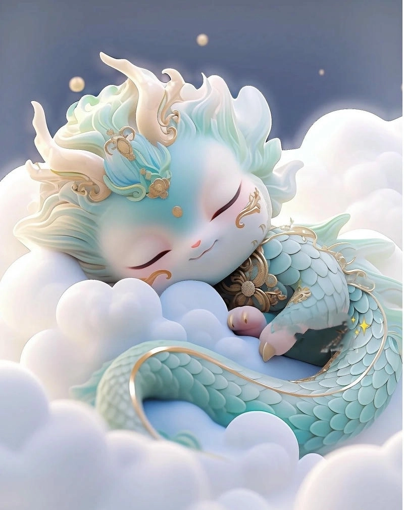 Con rồng chibi cute đầy màu sắc ngọt ngào khiến tim tan chảy
