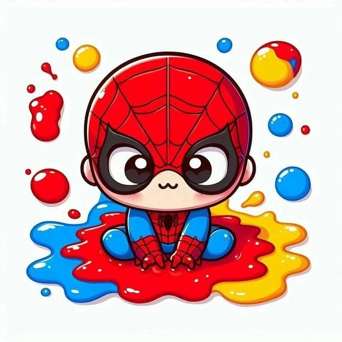 Spider man chibi vector chuẩn nét cho dân thiết kế đồ họa