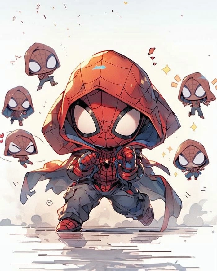 Chibi spider man upside down tư thế treo ngược siêu hài hước