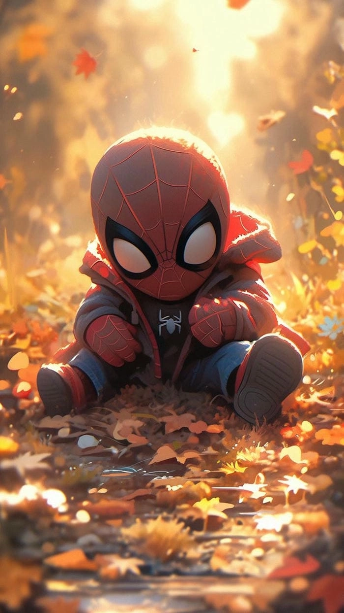 Chibi spider man swinging hành động mạnh mẽ mà vẫn cute