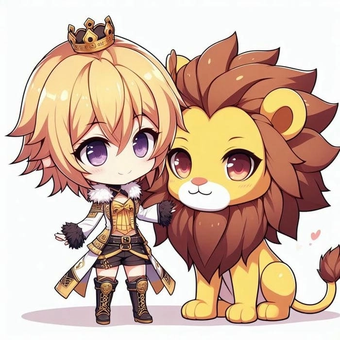 Hình sư tử chibi đáng yêu phù hợp làm hình nền điện thoại