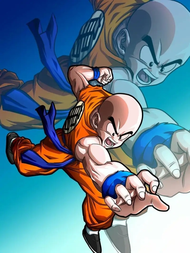 Hình ảnh chiến đấu dũng mãnh của Krillin dragon ball trong mọi tình huống