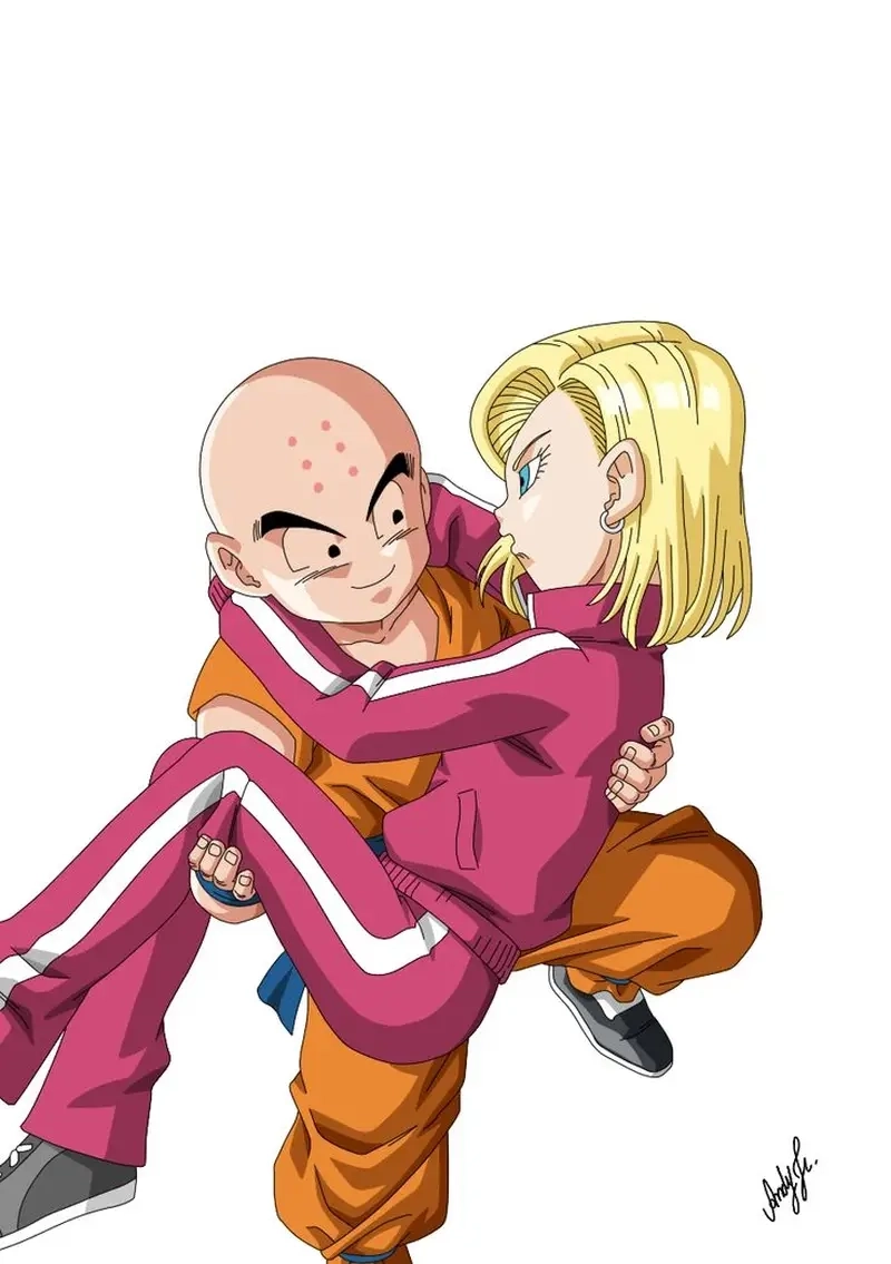 Sự hỗ trợ nhau trong chiến đấu của Krillin and Android 18