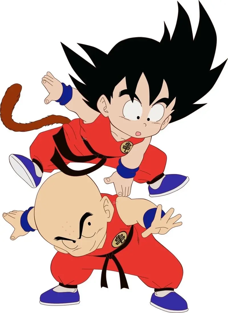 Sự hỗ trợ và đồng hành trung thành của Krillin and Goku qua các trận chiến