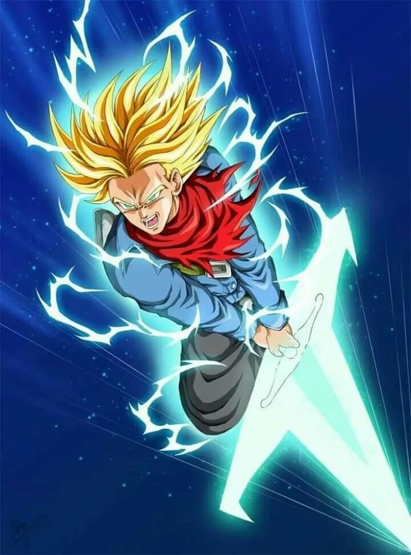 Sức mạnh bùng nổ của Super saiyan Trunks khiến đối thủ run sợ