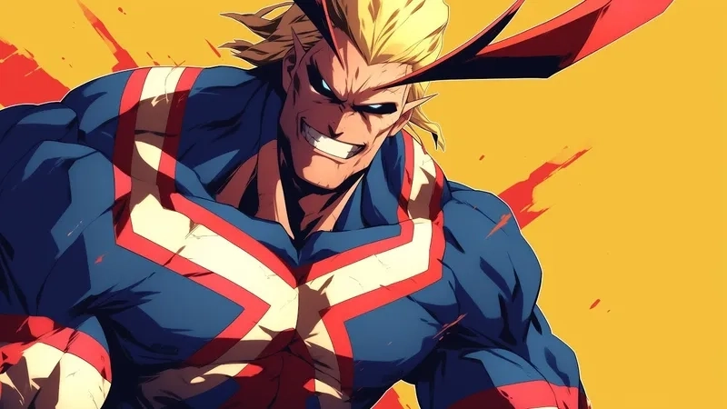 Ảnh All Might nổi bật với khí thế và ánh nhìn quyết đoán