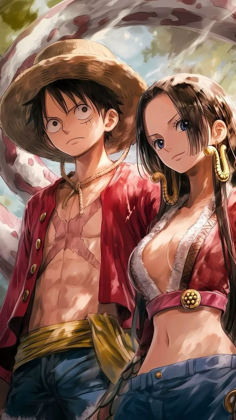 Hình của Luffy và Boa Hancock tạo ra cảm giác đầy hy vọng và yêu thương