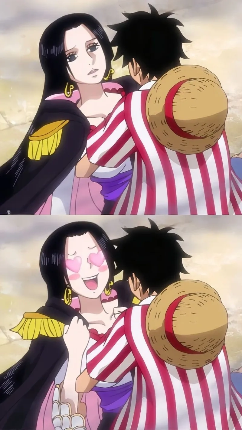 Ảnh Luffy vs Hancock tái hiện tình huống đối đầu nhẹ nhàng mà sâu sắc