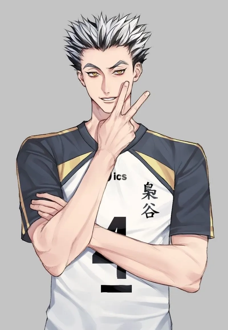 Hình ảnh Bokuto năng động và tràn đầy năng lượng trên sân đấu