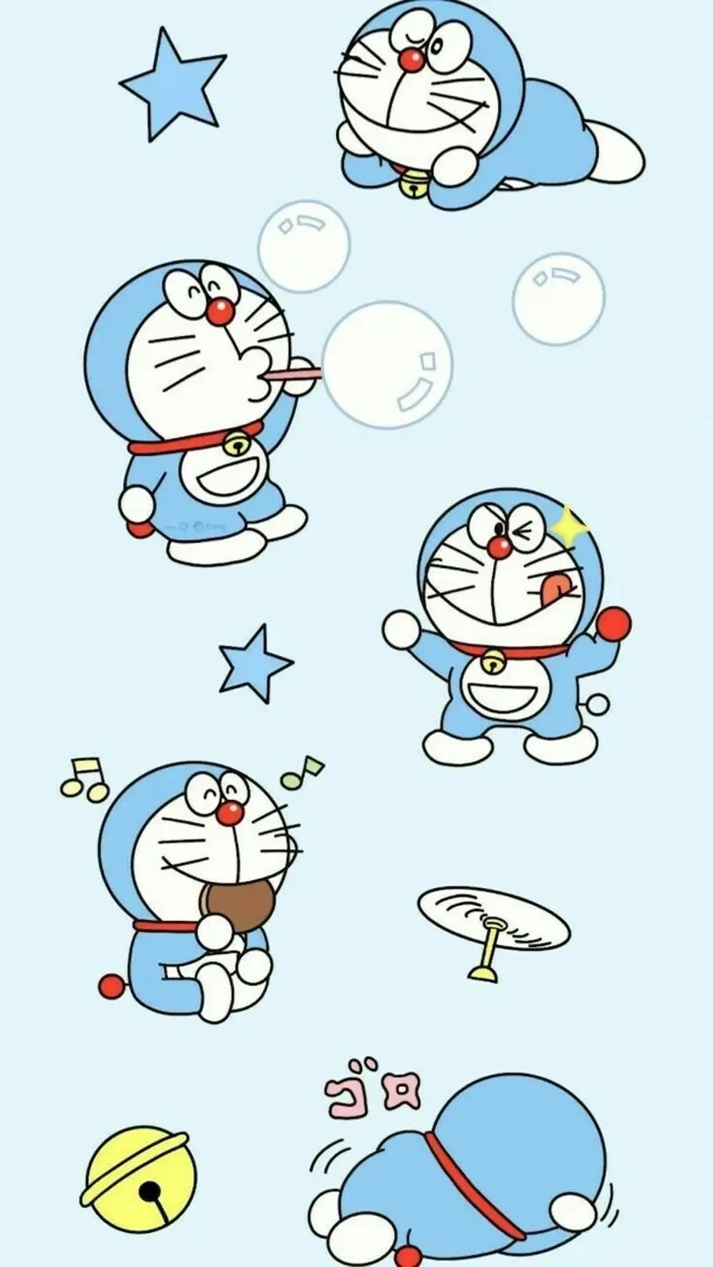 Hình chibi Doraemon nổi bật bởi màu sắc tươi sáng và biểu cảm sinh động