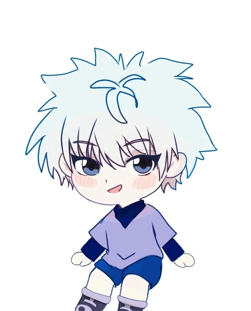 Killua chibi cute làm nổi bật vẻ ngoài trẻ trung và vui nhộn