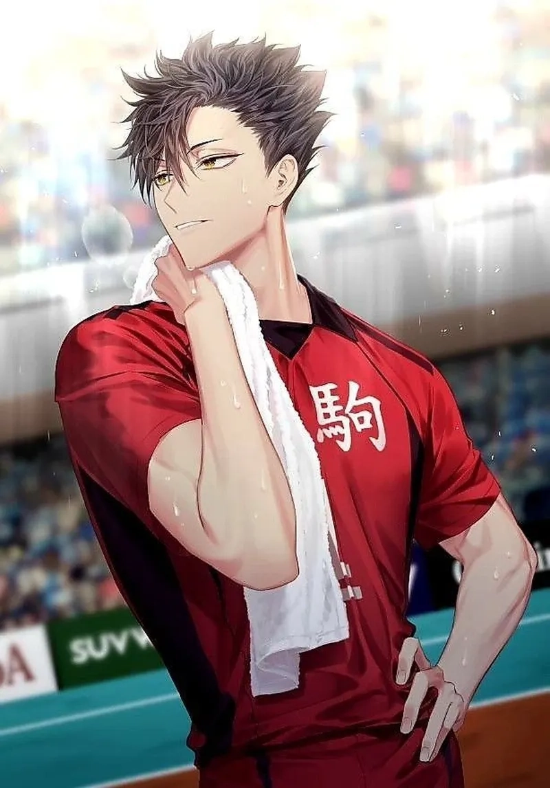 Kuroo Tetsurou với ánh mắt sắc sảo và thần thái đội trưởng cuốn hút