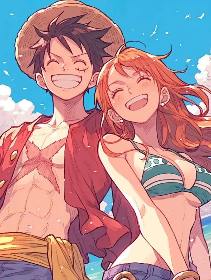 One Piece Luffy x Nami là cặp đôi đồng hành giữ vững tinh thần đồng đội