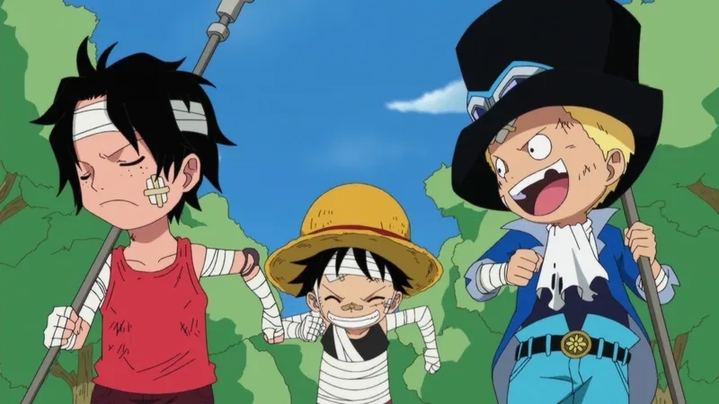 Luffy và Ace và Sabo chia sẻ tuổi thơ khốn khó nhưng đầy hy vọng