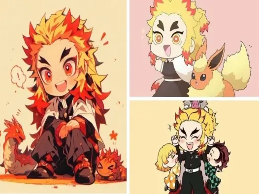 Bộ ảnh Rengoku chibi dễ thương mang nét anh hùng rực cháy