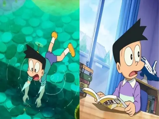 Hình ảnh Suneo tinh nghịch nổi bật trong nhóm bạn Doraemon