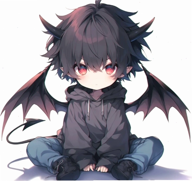 Ảnh anime chibi boy buồn với mái tóc đen và ánh mắt sâu
