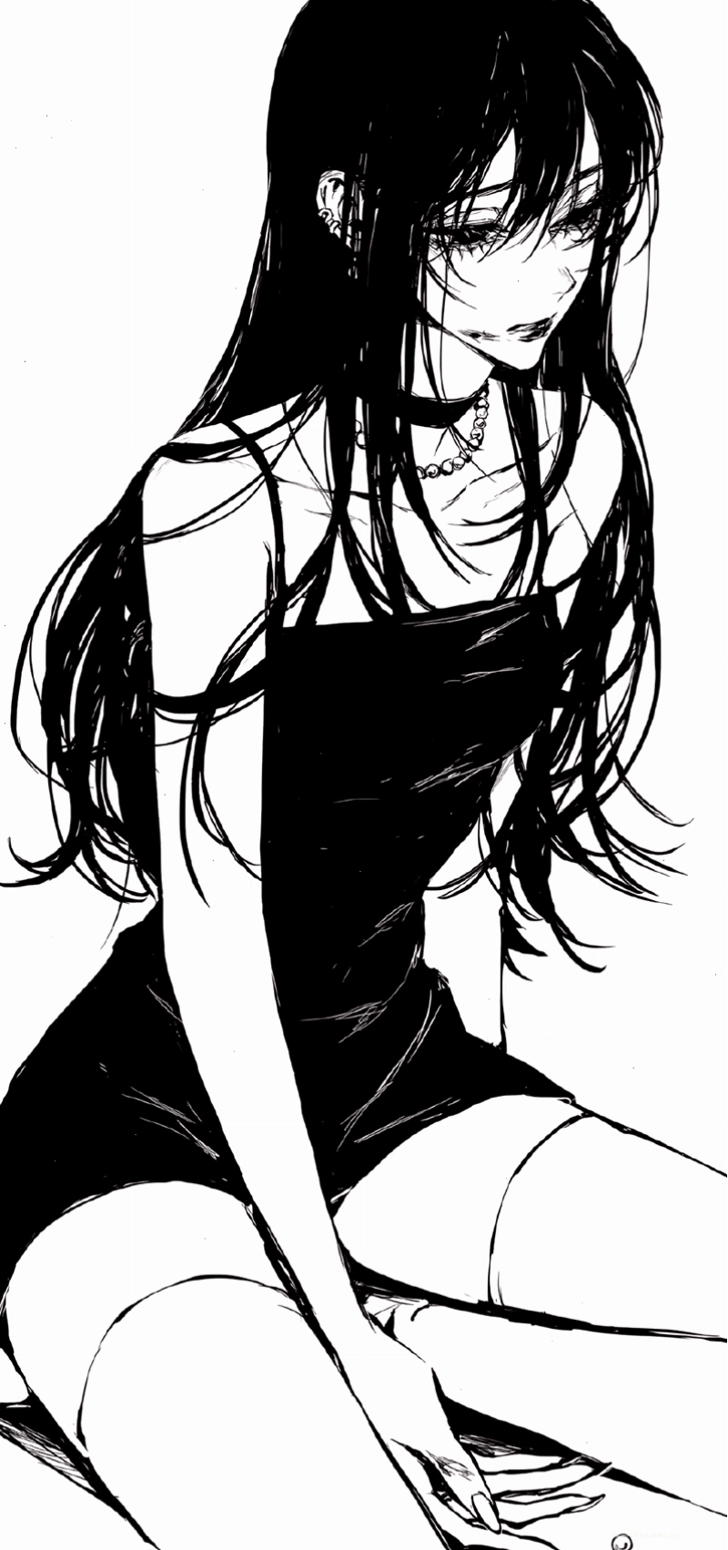 Ảnh anime nữ trắng đen 1