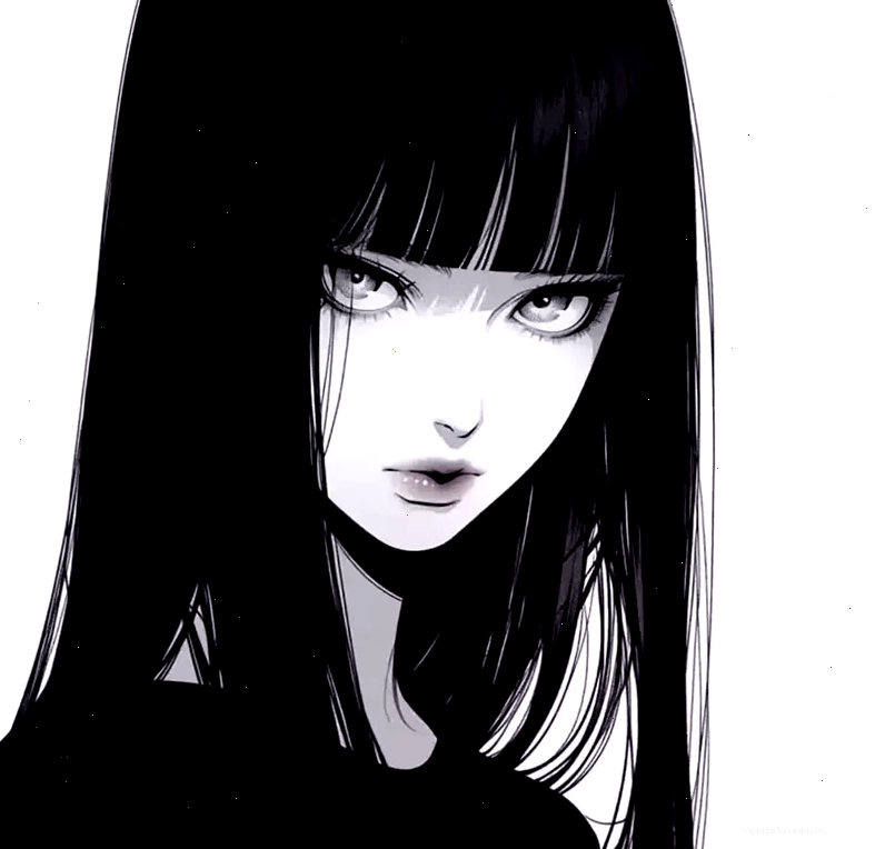 Ảnh anime nữ trắng đen 4