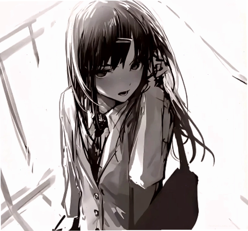 Ảnh anime nữ trắng đen 7