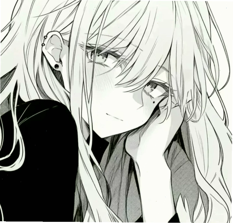 Ảnh anime nữ trắng đen 9