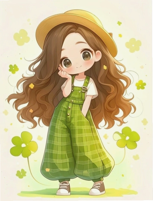 Ảnh bìa chibi cô gái với thú cưng dễ thương