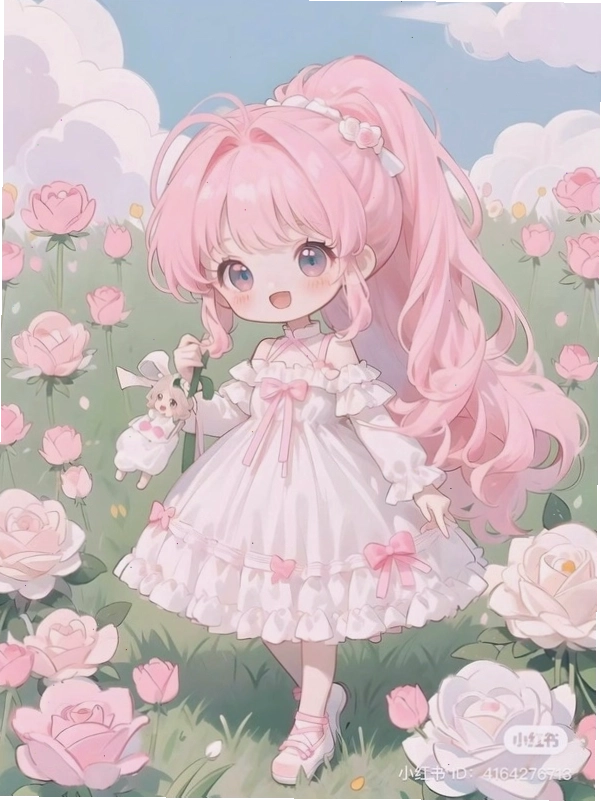 Ảnh bìa chibi với các yếu tố thiên nhiên và cây cỏ