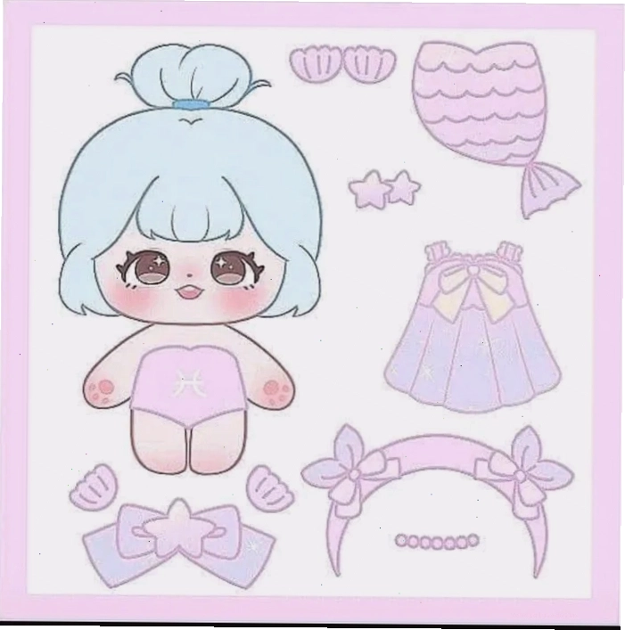 Ảnh búp bê chibi dễ thương với đôi mắt to tròn và trang phục màu hồng
