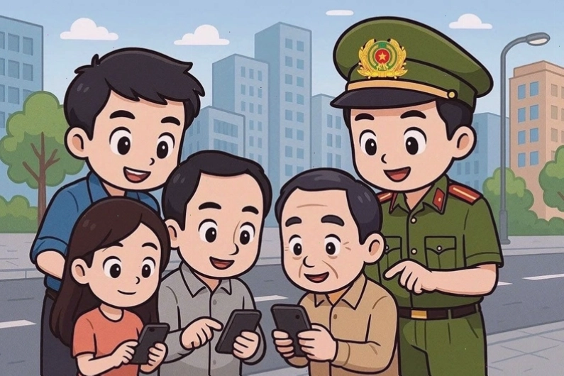 Ảnh chibi công an với biểu cảm nghiêm túc nhưng vẫn dễ thương