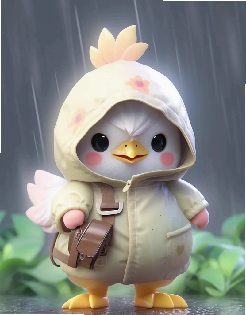 Ảnh con gà chibi màu trắng tinh khôi