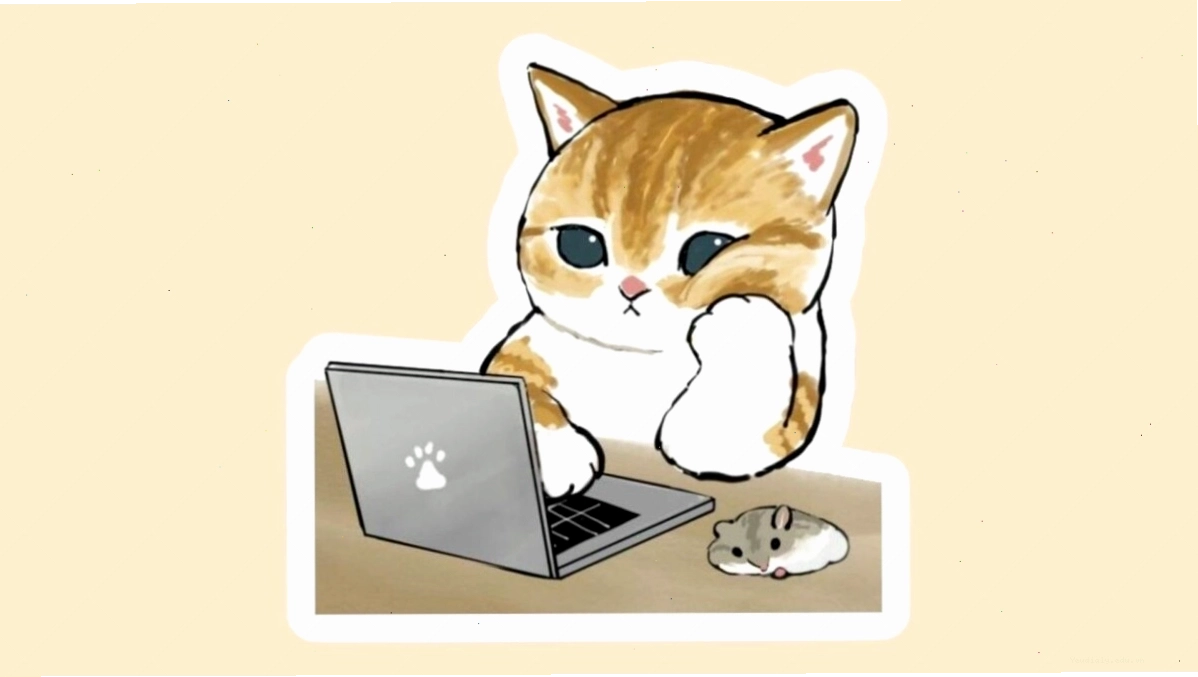 Ảnh mèo chibi ngồi trên trăng