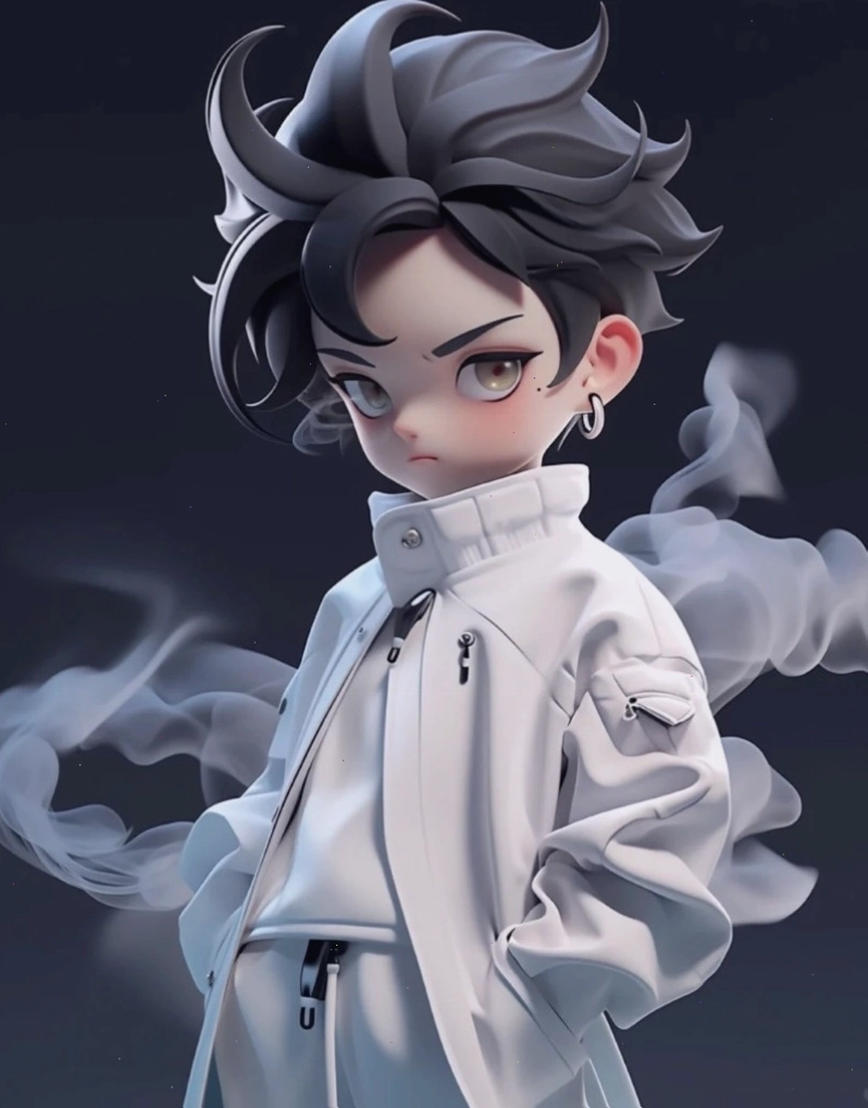 Anime chibi boy lạnh lùng với bộ trang phục sành điệu