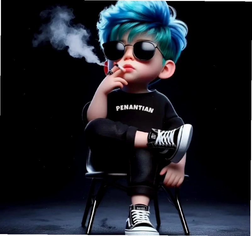 Anime chibi boy với biểu cảm bất cần