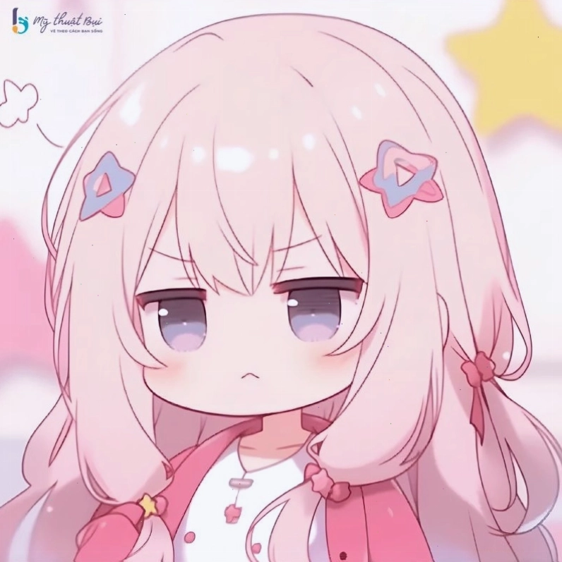 Anime chibi nữ ngồi trên cành cây với vẻ mặt trầm tư
