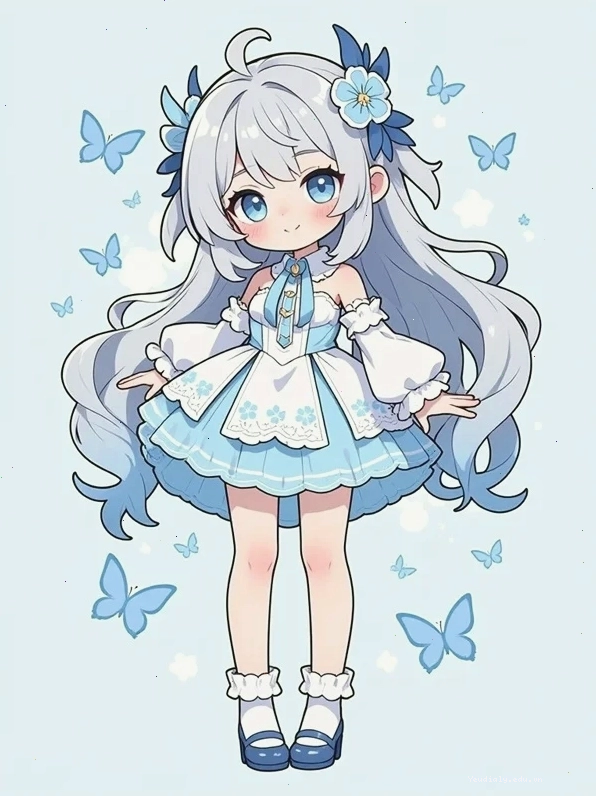Avatar chibi nữ cute màu hồng với trang phục và phụ kiện dễ thương