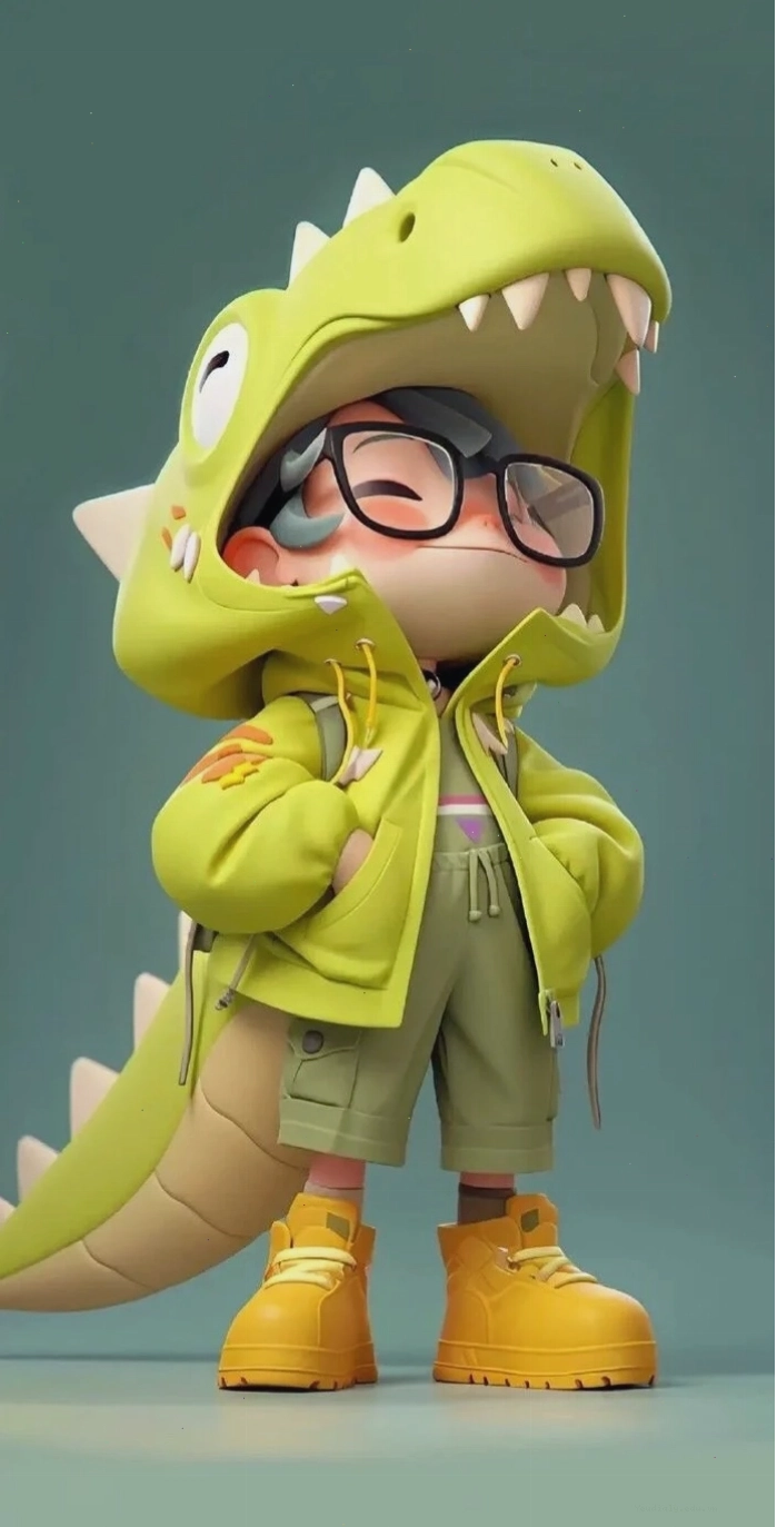 Avatar khủng long chibi với phong cách anime dễ thương