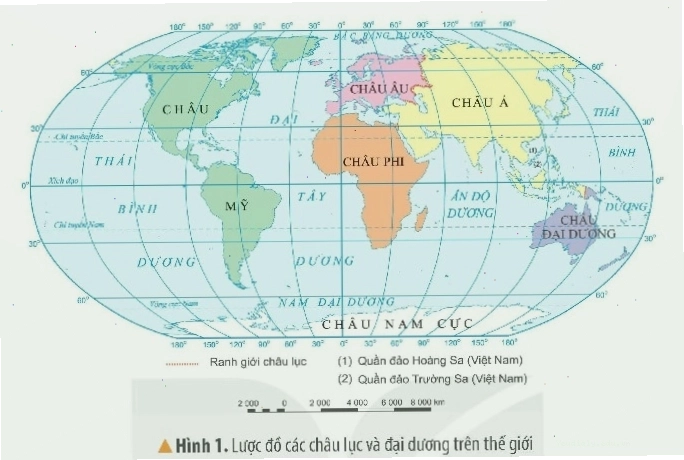 Bản đồ các đại dương trên thế giới và độ sâu tương đối