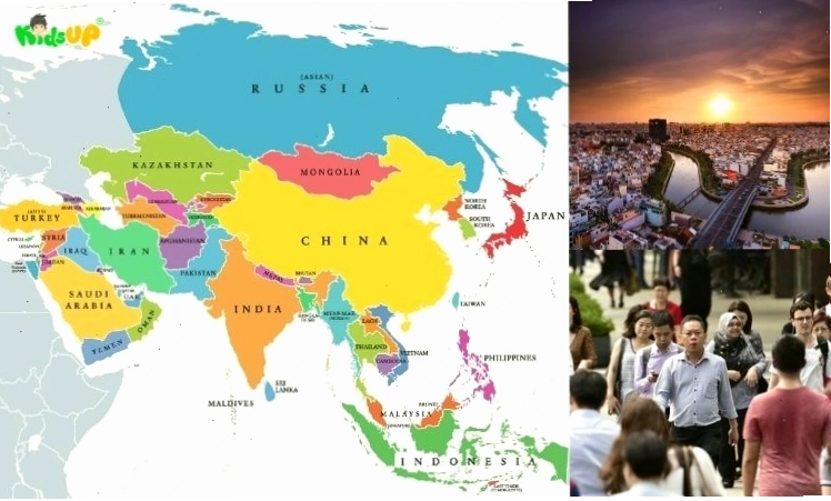 Bản đồ châu Á với vị trí Việt Nam được đánh dấu